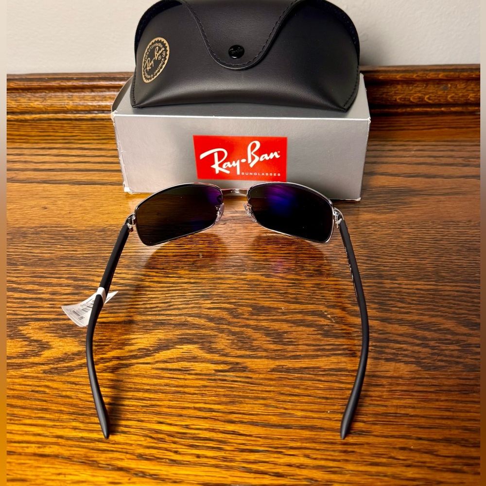 Ray-Ban RB3478 Rectangular Gunmedal Green Polarized Sunglasses - Picture 3 of 7